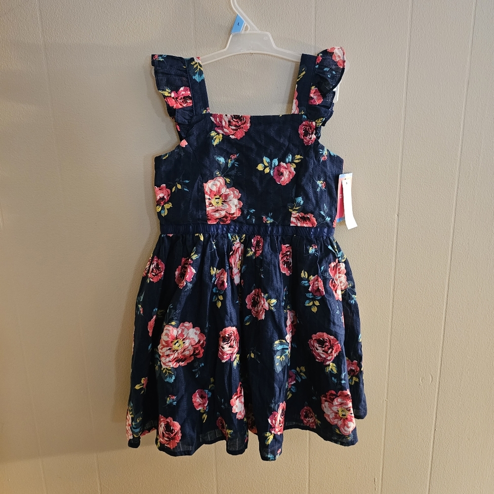 Zunie Navy and Pink Floral Sun Dress in Medium 7/8